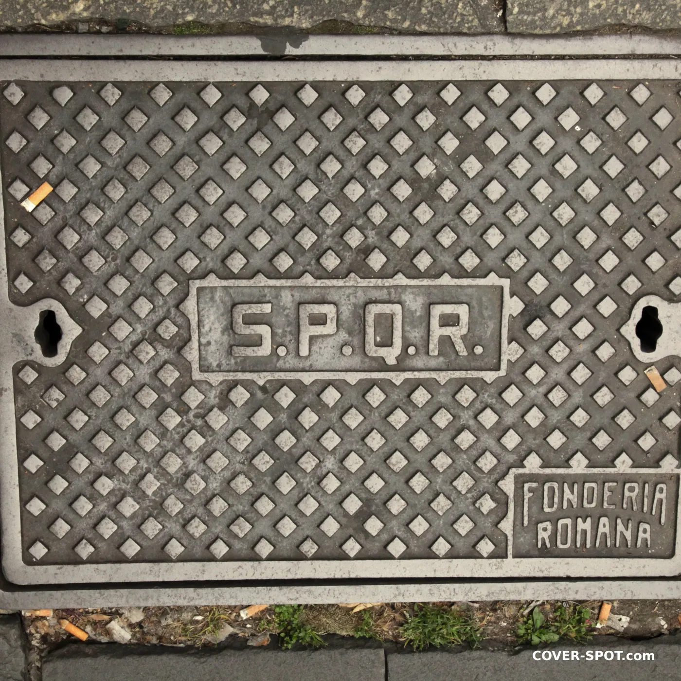 Manhole cover in Rome, Lazio, Italy
