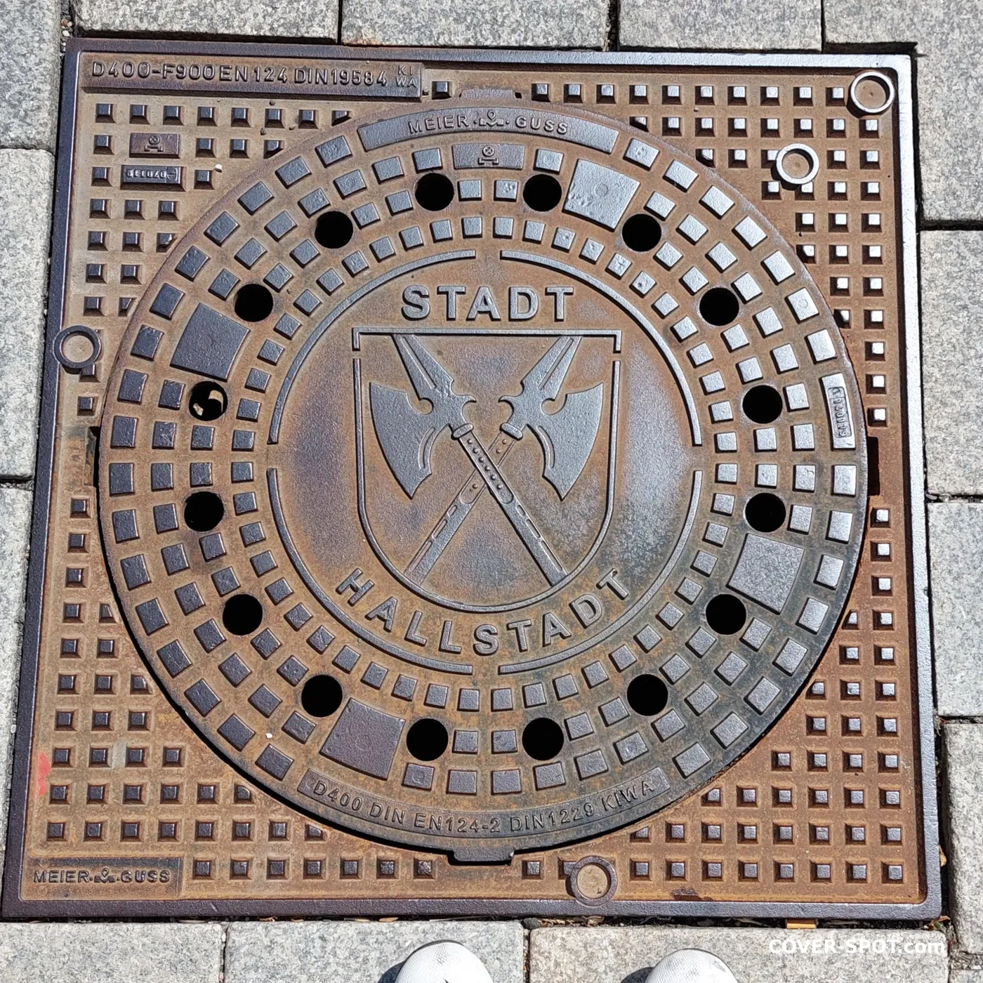 Manhole cover in Hallstadt, Bavaria, Germany