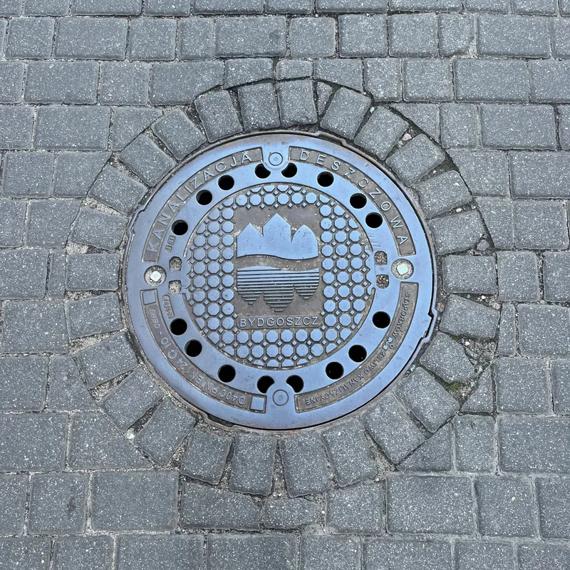 Manhole cover in Gdańsk, Poland