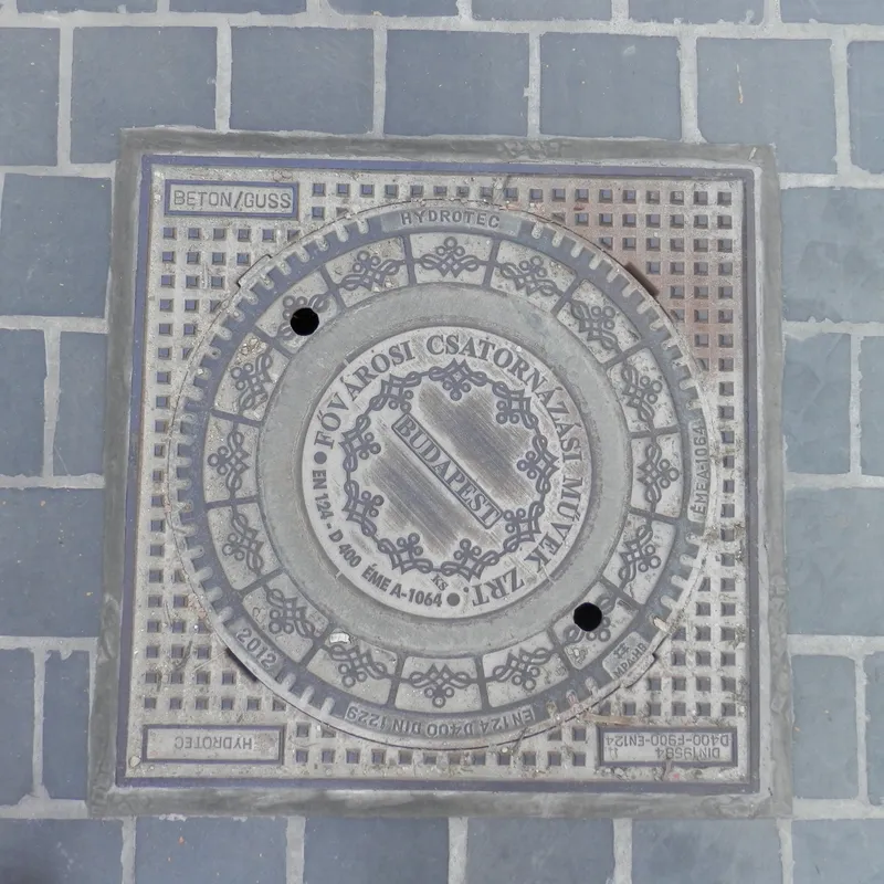 Manhole cover in Budapest, Hungary