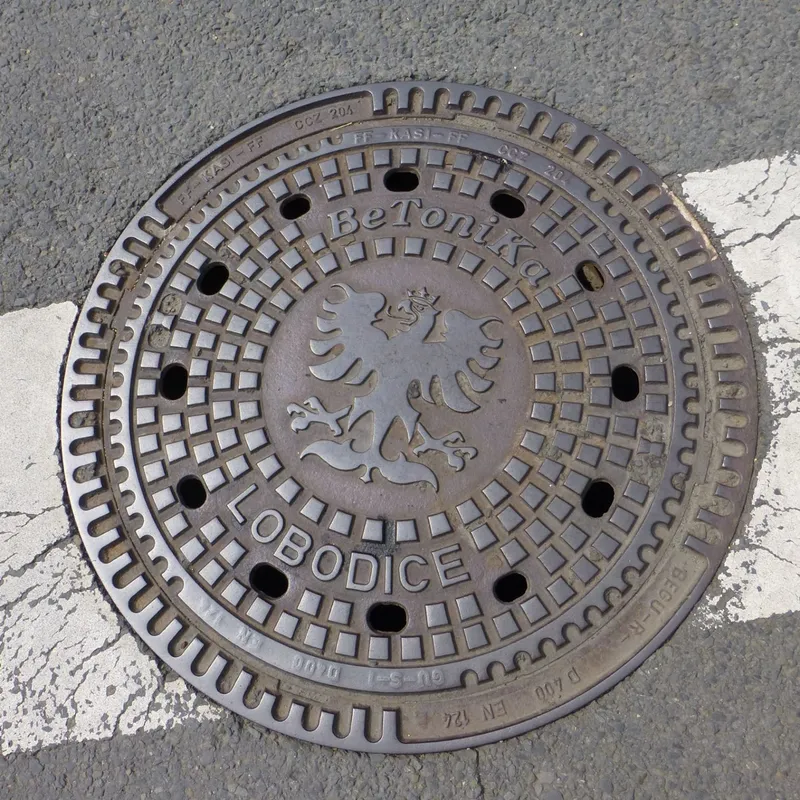 Manhole cover in Lobodice, Czechia
