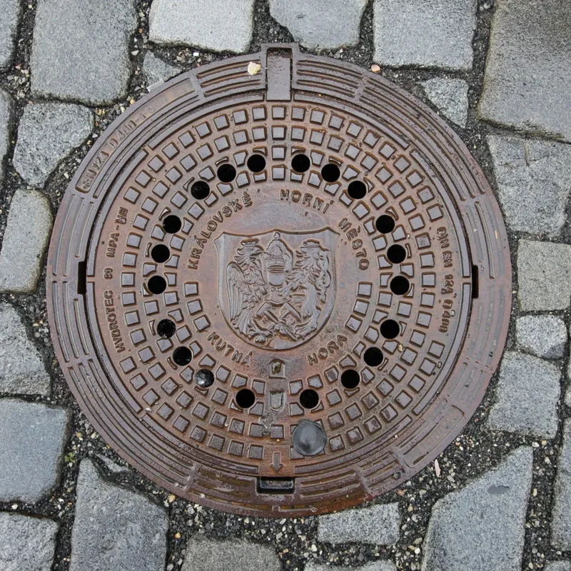 Manhole cover in Kutná Hora, Czechia
