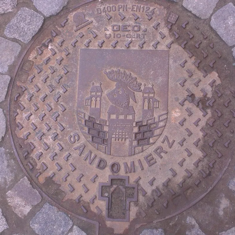 Manhole cover in Sandomierz, Poland