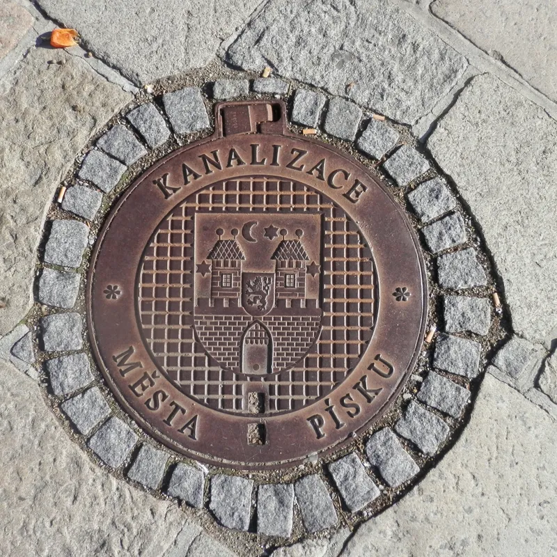 Manhole cover in Písek, Czechia