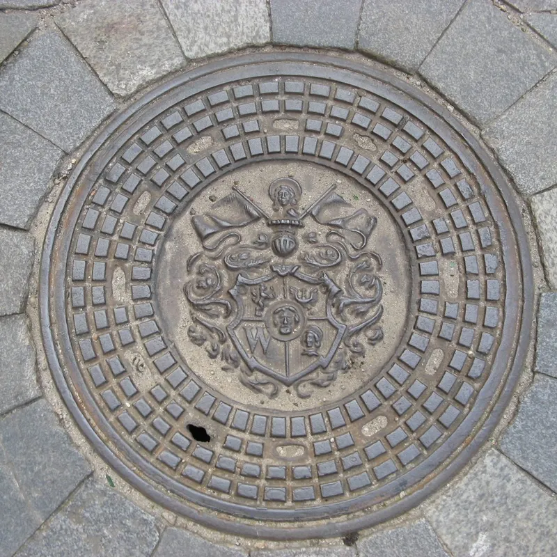 Manhole cover in Wrocław, Poland