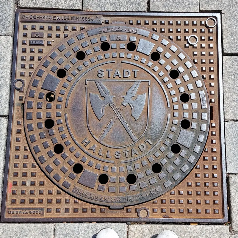 Manhole cover in Hallstadt, Germany
