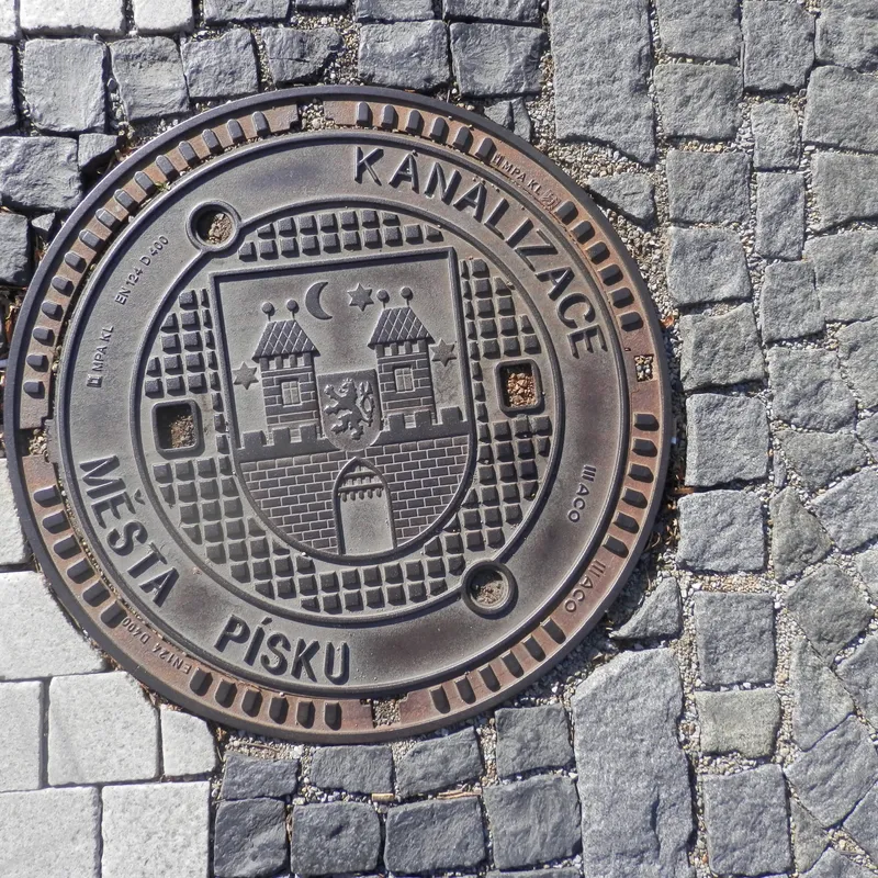 Manhole cover in Písek, Czechia